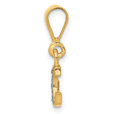 14K & Rhodium Polished .01ct Diamond Initial G Charm